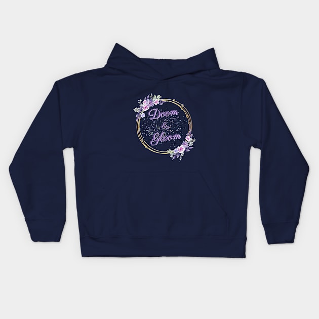 Doom & Gloom Cute Violet Flowery Logo Kids Hoodie by Life is Raph